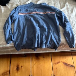 Faded Glory Blue Crewneck Sweater with Red Stripe